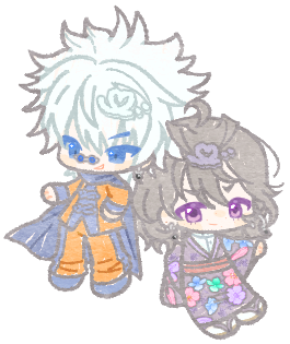 art of Enishi Yukishiro from Rurouni Kenshin the webmaster's OC, Ruyanpe, in a chibi style